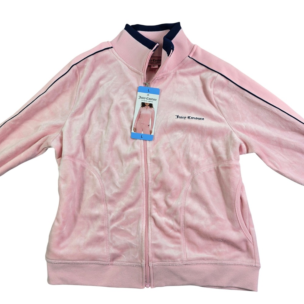 Juicy Couture Velour Track Jacket Womens Large Pink Pickleball Juicy Anyone New - Picture 3 of 9